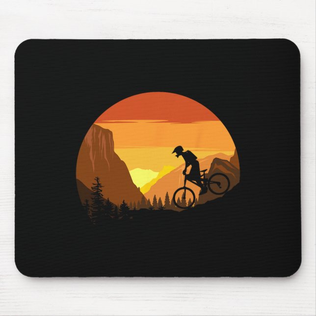 Tapis De Souris Mountain Biking Retro Sunset Trail Rider  (Devant)