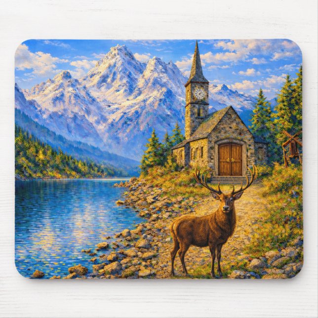 Tapis de souris Mountain Lake Deer Chapel (Devant)