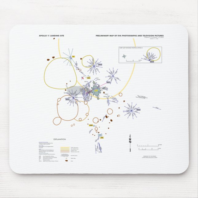 Tapis De Souris Mouse Pad Apollo 11 photo carte moonwalk (Devant)