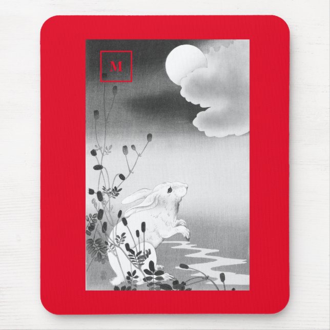 TAPIS DE SOURIS MOUSE PAD RABBIT SUR LA LUNE JAPONAISE (Devant)