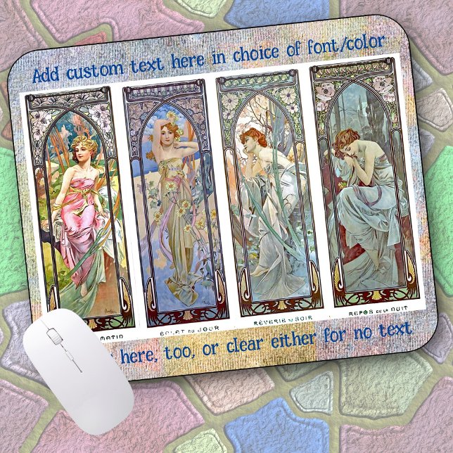 Tapis De Souris MOUSE PAD - "Times of the Day" d'Alphonse Mucha (Créateur téléchargé)