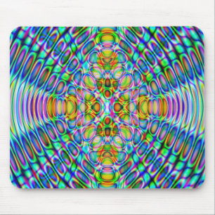 Tapis De Souris Mousemat Abstract Psychedelic Design, Blue Gold