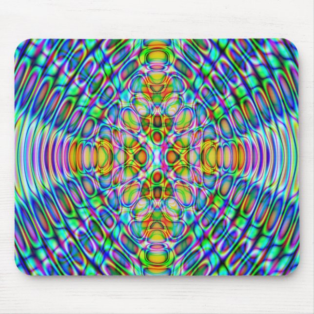 Tapis De Souris Mousemat Abstract Psychedelic Design, Blue Gold (Devant)