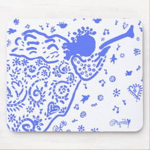 Tapis De Souris mousepac de l'ange de trompette bleu
