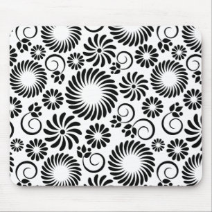 Tapis De Souris mousepac floral noir et blanc