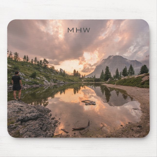 Tapis De Souris Mousepac monogramme personnalisé Mountain Pond (Devant)