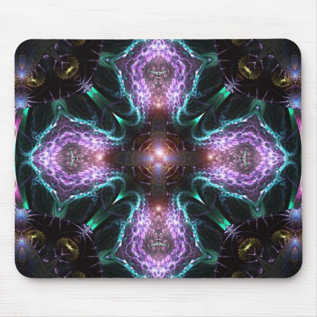 Tapis De Souris Mousepad à croix violette fractale (Devant)