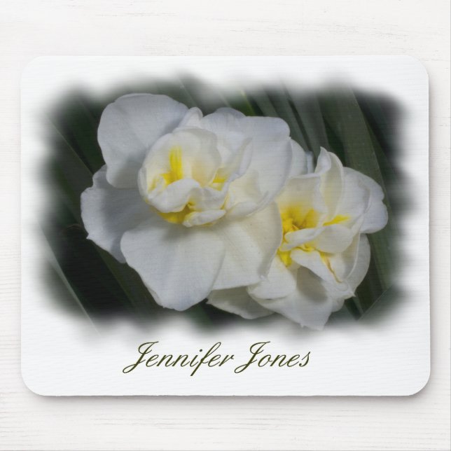 Tapis De Souris Mousepad à fleurs blanches (Devant)