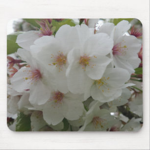 Tapis De Souris Mousepad à fleurs blanches