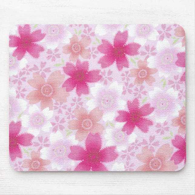 Tapis De Souris Mousepad à papier floral japonais rose (Devant)