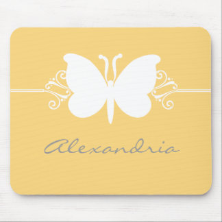Tapis De Souris Mousepad à papillon jaune doux