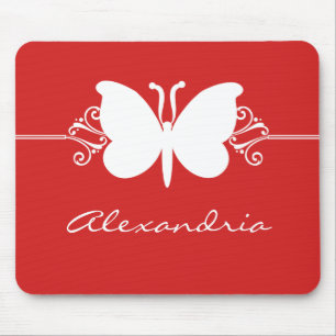 Tapis De Souris Mousepad à papillon rouge foncé
