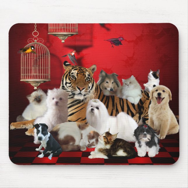 Tapis De Souris Mousepad Animaux Tiger Chats Chiens 3 (Devant)
