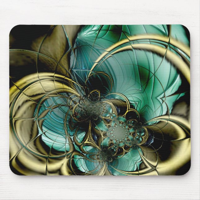 Tapis De Souris Mousepad Art Abstrait Métal Or Turquoise verre (Devant)