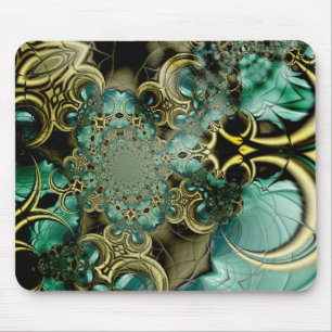 Tapis De Souris Mousepad Art Abstrait Métal Or Turquoise Verre 2