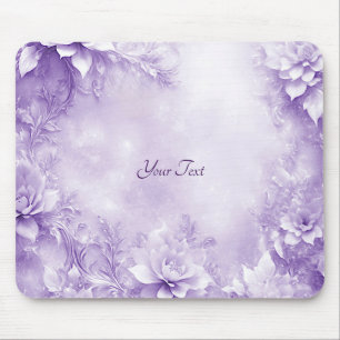 Tapis De Souris Mousepad aux fleurs blanches violettes