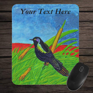 Tapis De Souris Mousepad aux oiseaux noirs colorés