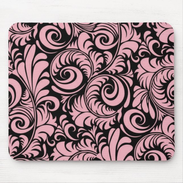 Tapis De Souris Mousepad aux perles roses et noires (Devant)