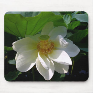 Tapis De Souris Mousepad avec délicate fleur de Lotus blanc
