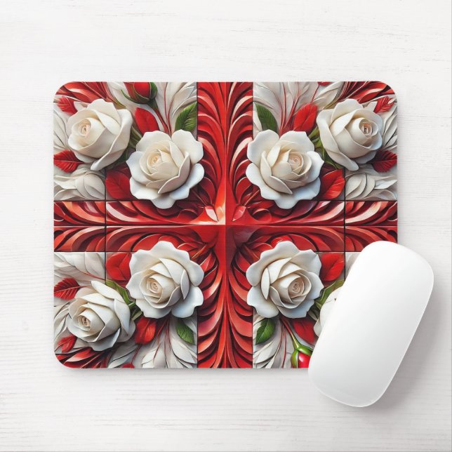 Tapis De Souris Mousepad avec design Rose anglais (Avec souris)