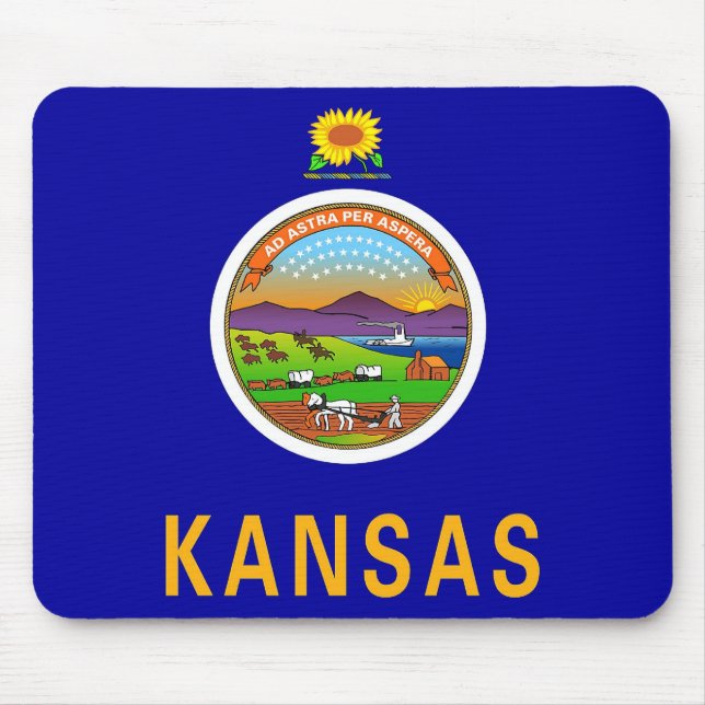 Tapis De Souris Mousepad avec drapeau de l'Etat du Kansas - USA (Devant)
