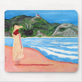 Tapis De Souris Mousepad avec la peinture de la dame sur la plage