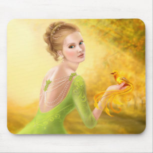 Tapis De Souris Mousepad Belle femme romantique et or imaginaire