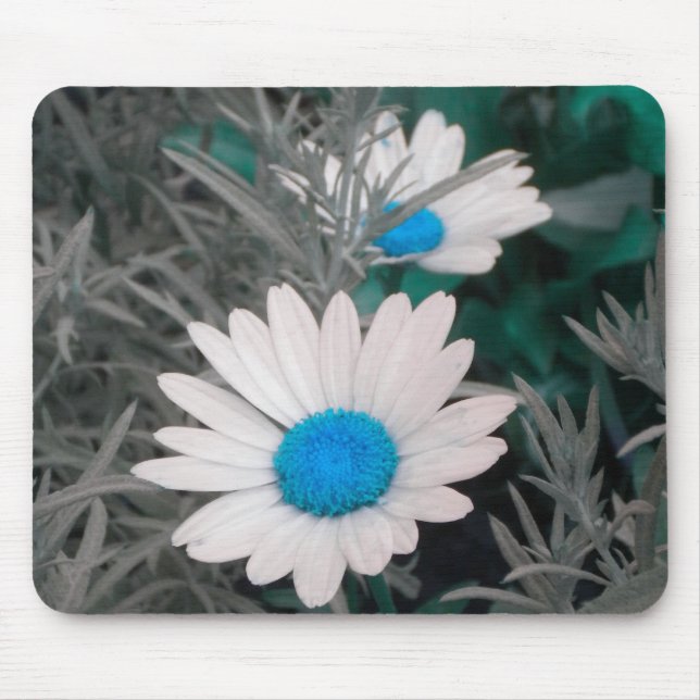 Tapis De Souris Mousepad blanc marguerite (bleu) (Devant)