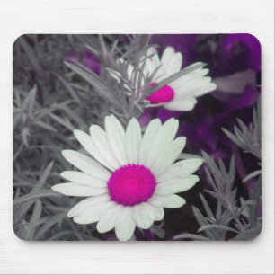 Tapis De Souris Mousepad blanc marguerite (rose)