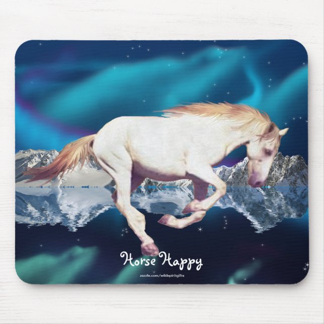 Tapis De Souris Mousepad blanc pour amateurs de chevaux et d'Auror (Devant)