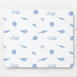 Tapis De Souris Mousepad bleu de coquillages et d'étoiles de mer