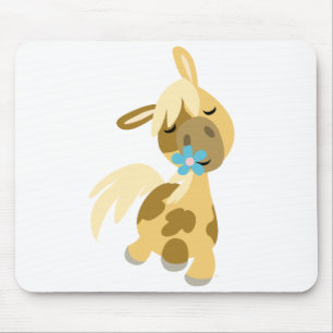 Tapis De Souris Mousepad bleu de fleur et de poney