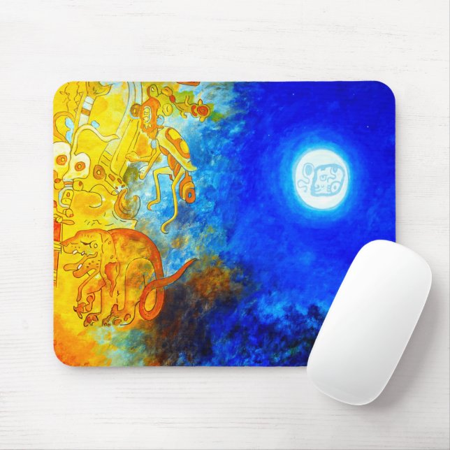 Tapis De Souris Mousepad bleu et orange maya (Avec souris)