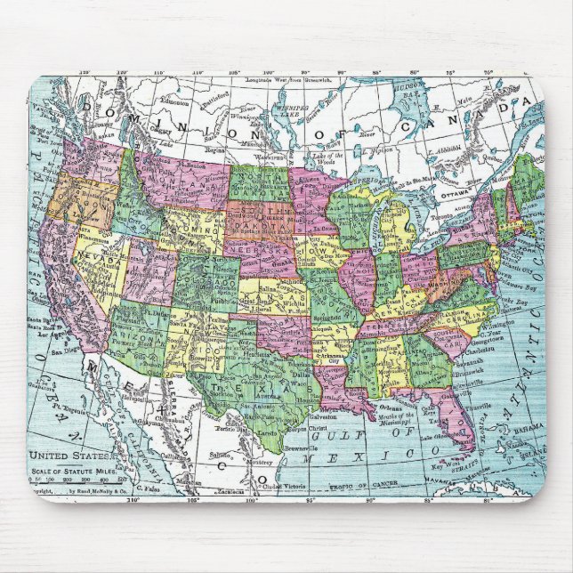 Tapis De Souris Mousepad :  Carte des Etats-Unis, 1921 (Devant)