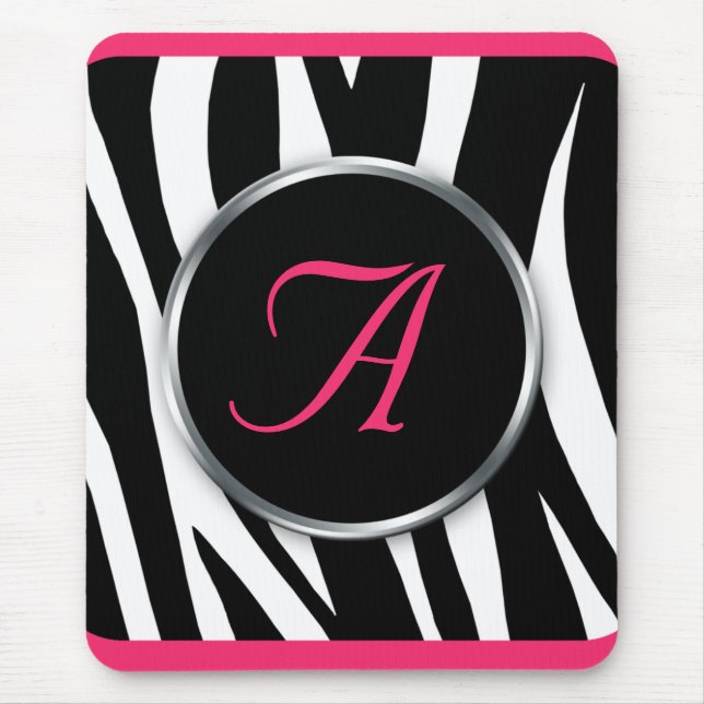 Tapis De Souris Mousepad chic de monogramme de rose de baie (Devant)
