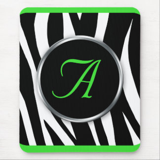 Tapis De Souris Mousepad chic de monogramme de vert de chaux