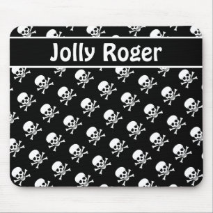 Tapis De Souris Mousepad crâne noir et blanc avec texte personnali