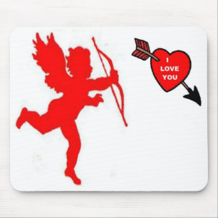 Tapis De Souris Mousepad Cupidon et Rouge Coeur