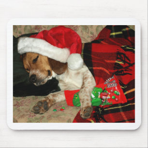 Tapis De Souris Mousepad de attente de chien de beagle de Noël de