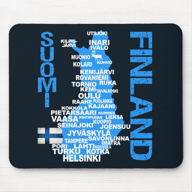 Tapis De Souris Mousepad de CARTE de la FINLANDE (Devant)