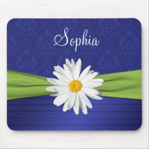 Tapis De Souris Mousepad de chaux, blanc et bleu royal