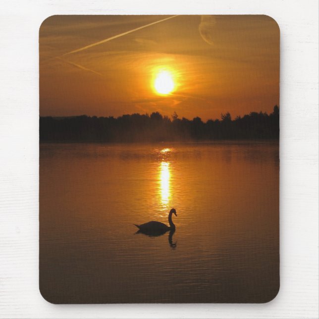 Tapis De Souris Mousepad de coucher du soleil de cygne (Devant)