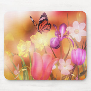 Tapis De Souris Mousepad de danse de soleil de ressort de papillon