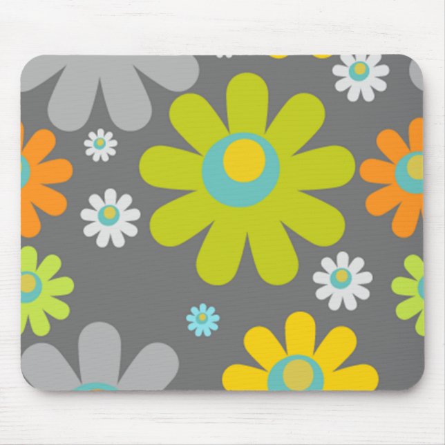 Tapis De Souris mousepad de gris argenté de marguerite (Devant)
