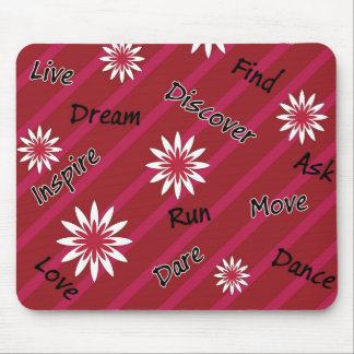 Tapis De Souris Mousepad de motivation de fleur rose et blanche
