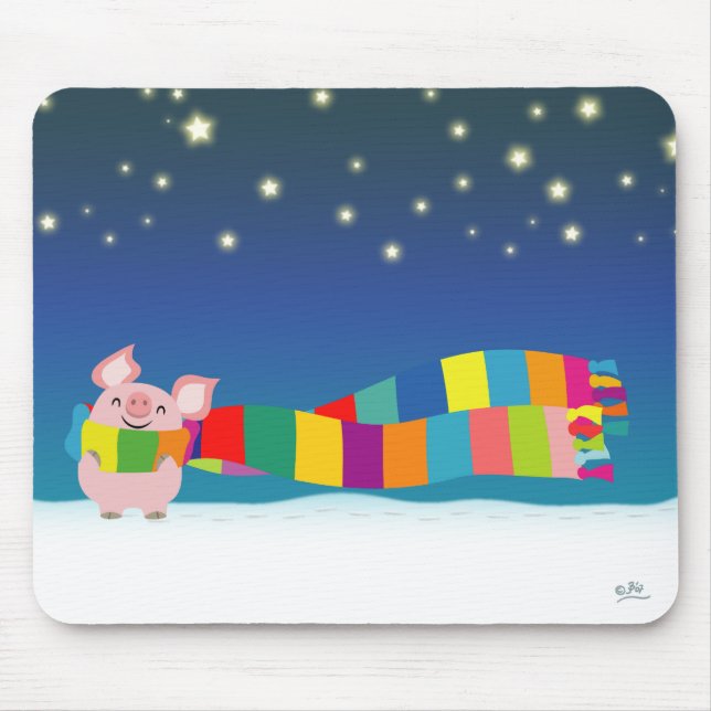 Tapis De Souris Mousepad de Noël du petit porc (Devant)