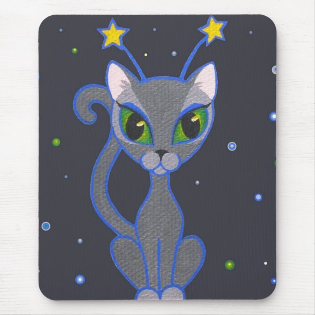 Tapis De Souris mousepad de noir "de minou de l'espace" (Devant)