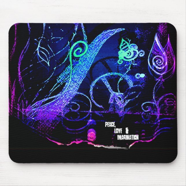 Tapis De Souris Mousepad de paix, d'amour et d'imagination (Devant)