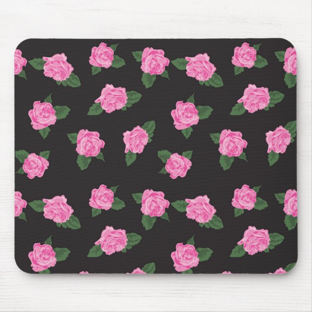 Tapis De Souris Mousepad de rose de noir et de rose (Devant)