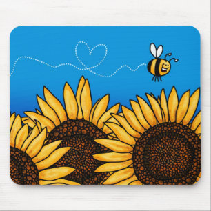 Tapis De Souris mousepad de tournesol de traînée d'abeille